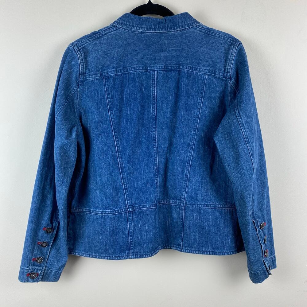 Christopher & Banks Denim Utility Jacket Womens P/M Grunge Utility Cargo Western - Picture 6 of 10